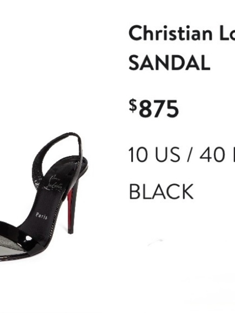 Christian Louboutin Black Patent Slingback Stiletto Sandals - Picture 2 of 8